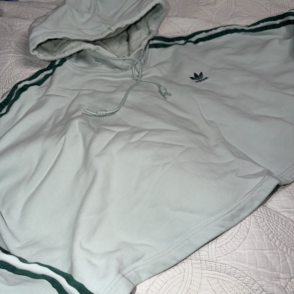 Adidas Originals Women's Sz Med‎ Cropped Hoodie Sweatshirt Green